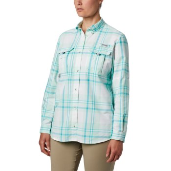 Columbia PFG Super Bahama Long Sleeve, Camisa Verde Claro Menta Para Mujer | 015346-UWN